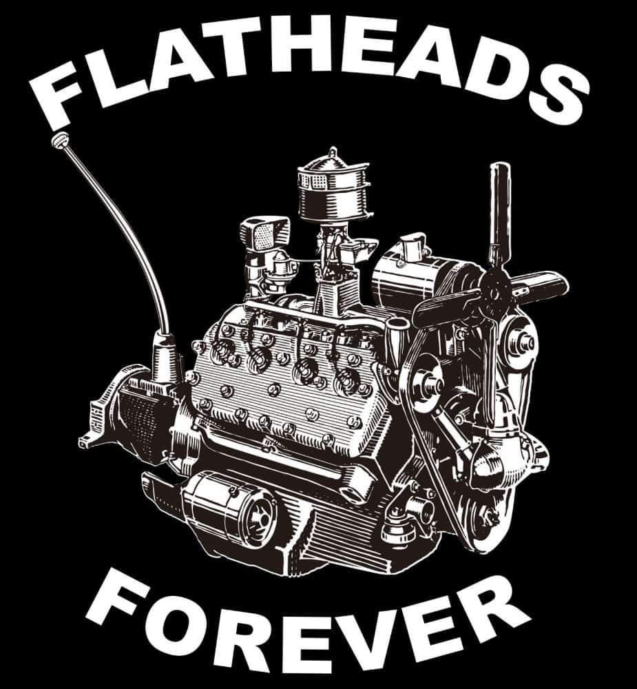 Ford V8 Flathead 1949 50 51 XXL T shirt black hood emblem Flat Head XXL 2XL 